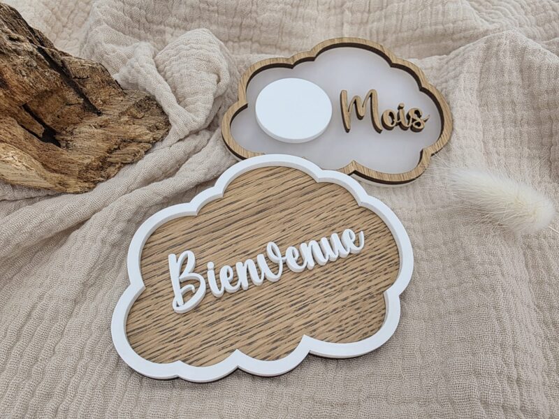 Pancarte "Bienvenue bébé + prénom"