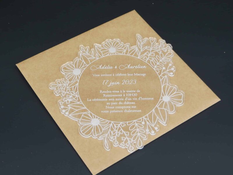 Faire part en acrylique gravé - Autour De Nous Créations