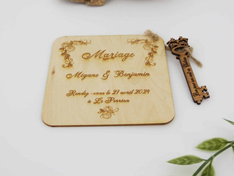 Faire part en bois gravé - Autour De Nous Créations