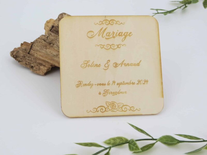 Faire part en bois gravé - Autour De Nous Créations