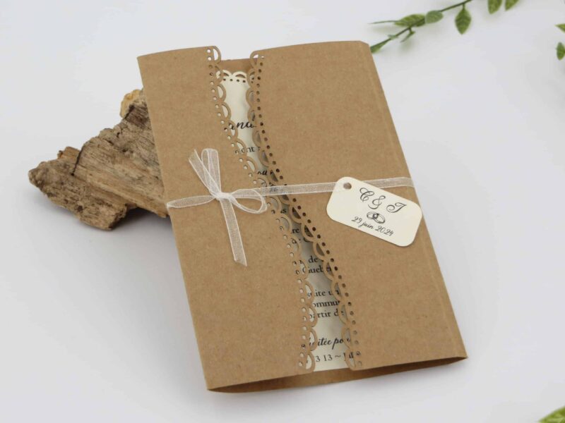 Faire part en papier découpe laser - Autour De Nous Créations