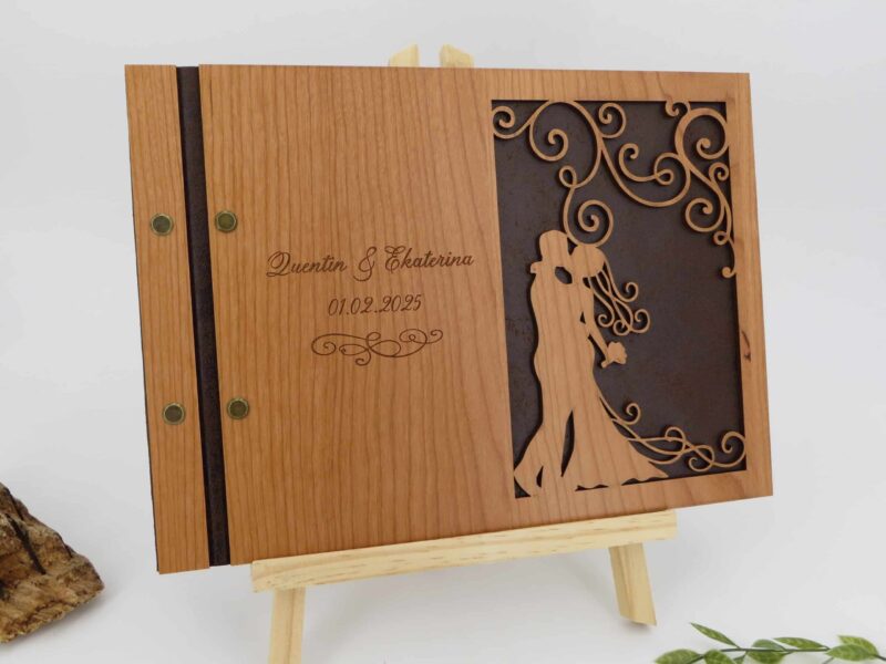 Livre d'or Reliure Cuir A4 ~ Couple Arabesques