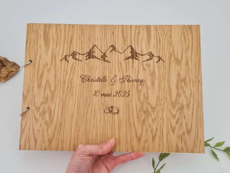 Livre d'or en bois Reliure anneaux A4