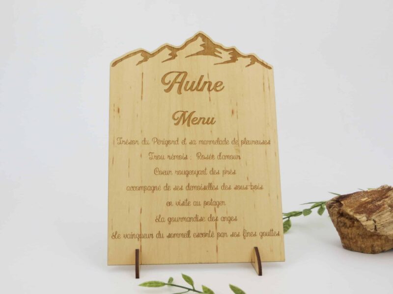 Menu en bois et supports demi-cercle - Autour De Nous Créations