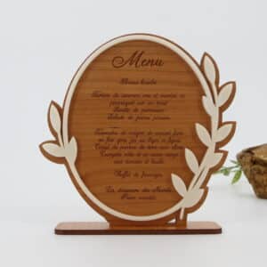 Menu silhouette bi-matières (bois et 3D acrylique) - Autour De Nous Créations