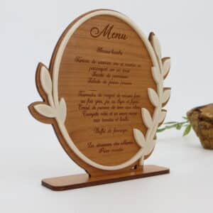 Menu silhouette bi-matières (bois et 3D acrylique) - Autour De Nous Créations