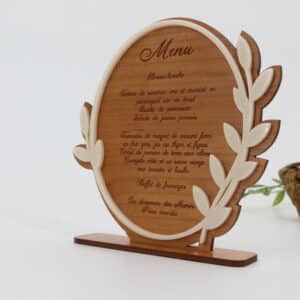 Menu silhouette bi-matières (bois et 3D acrylique) - Autour De Nous Créations