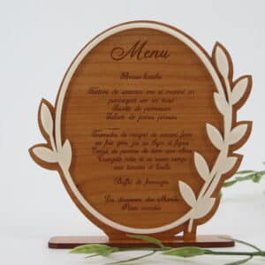 Menu silhouette bi-matières (bois et 3D acrylique) - Autour De Nous Créations