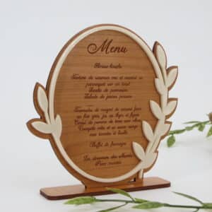Menu silhouette bi-matières (bois et 3D acrylique) - Autour De Nous Créations