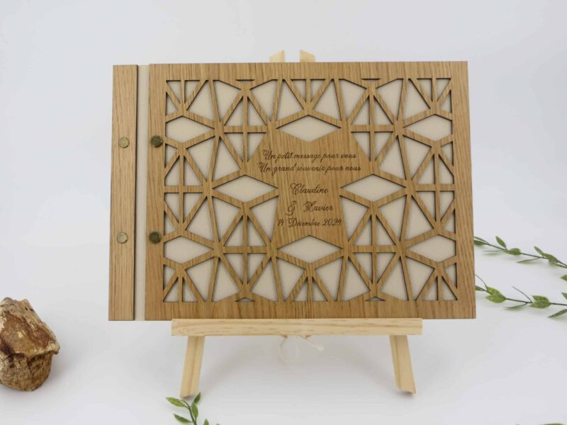 Livre d'or Reliure Cuir A4 ~ Harmonie Géométrique