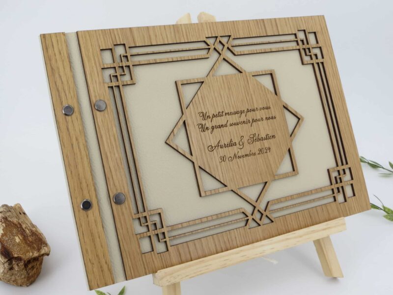 Livre d'or Reliure Cuir A4 ~ Art Déco