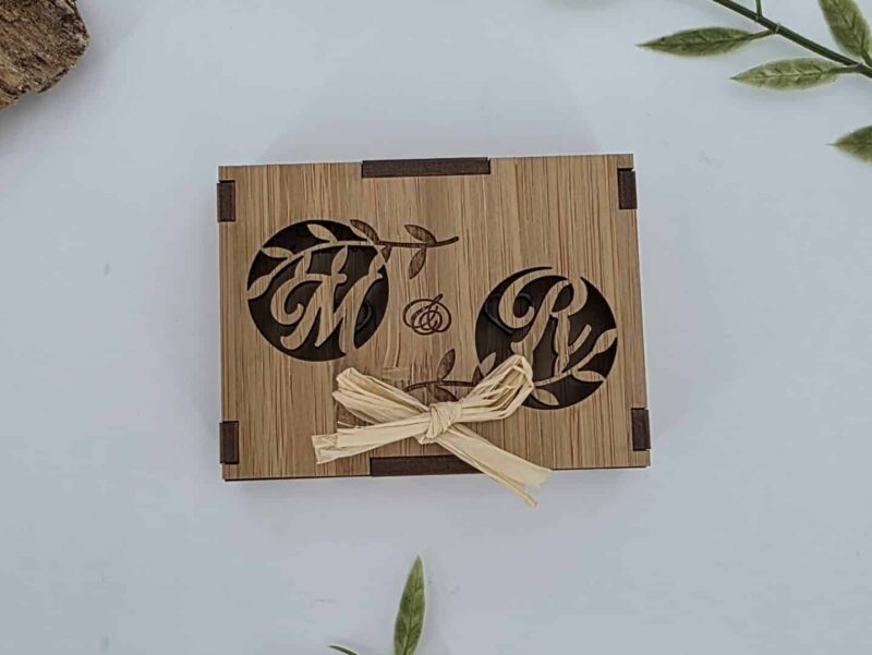 Ecrin à alliances en bois coffret ~ Feuillages