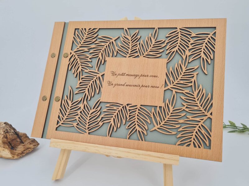 Livre d'or Reliure Cuir A4 ~ Feuillages