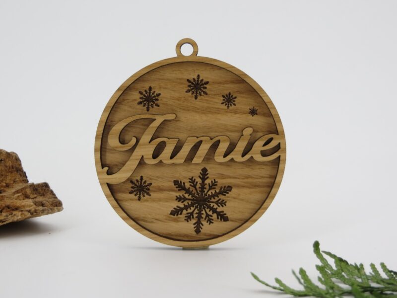 Boule de Noël en bois en 3D ~ Flocons