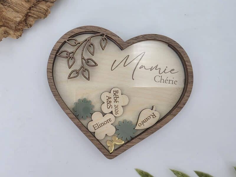 Décoration Mini Cadre et Médaillons ~ Cœur Feuillages